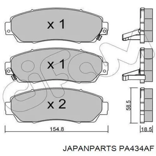 PA-434AF Japan Parts колодки тормозные передние дисковые