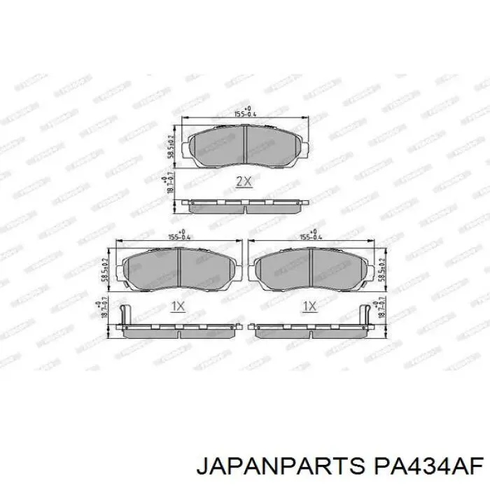 Колодки Japan Parts PA434AF цена, от 21.88 USD