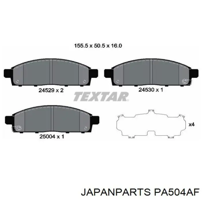 Колодки тормозные передние дисковые JAPANPARTS PA504AF