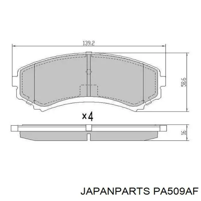 Передние тормозные колодки PA509AF Japan Parts