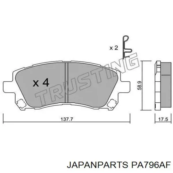 Передние тормозные колодки PA796AF Japan Parts