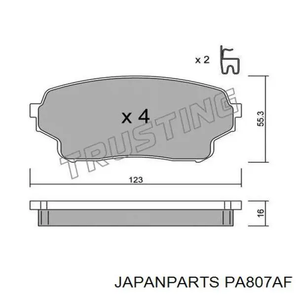 Передние тормозные колодки PA807AF Japan Parts