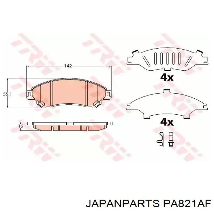 Купить PA821AF Japan Parts Колодки тормозные