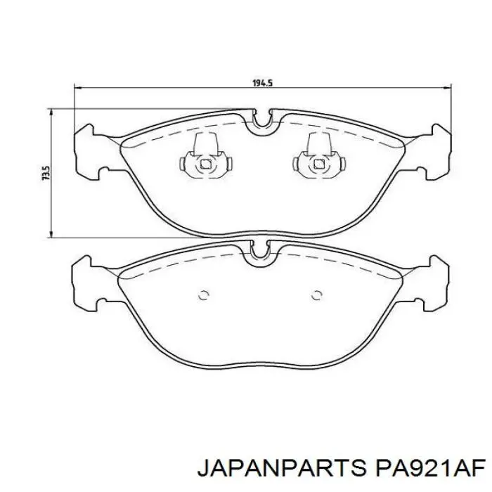 PA921AF Japan Parts колодки тормозные передние дисковые