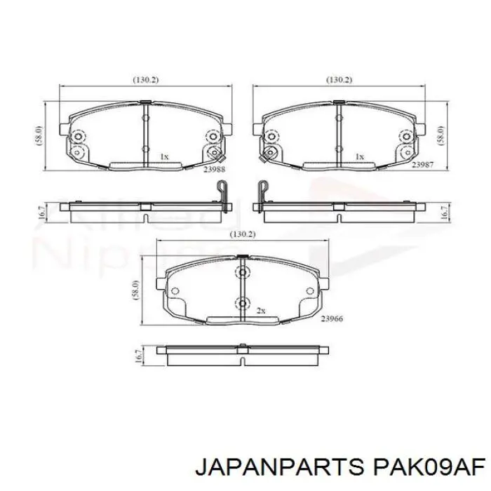 Тормозные колодки Japan Parts PAK09AF