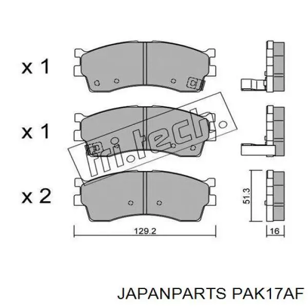 PA-K17AF Japan Parts колодки тормозные передние дисковые