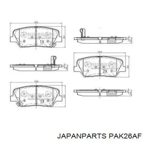 PA-K26AF Japan Parts колодки тормозные передние дисковые