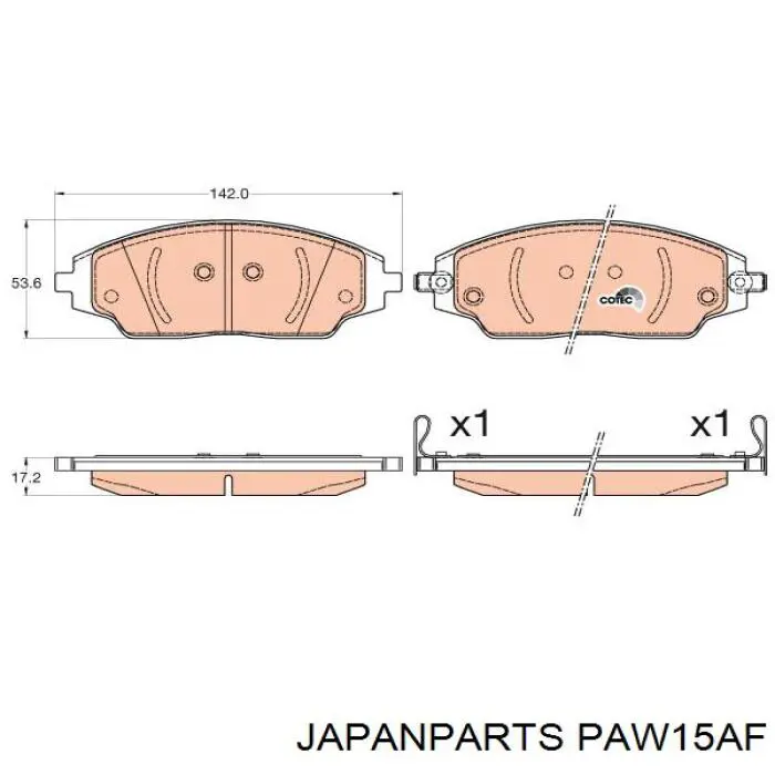 Купить PAW15AF Japan Parts Колодки тормозные