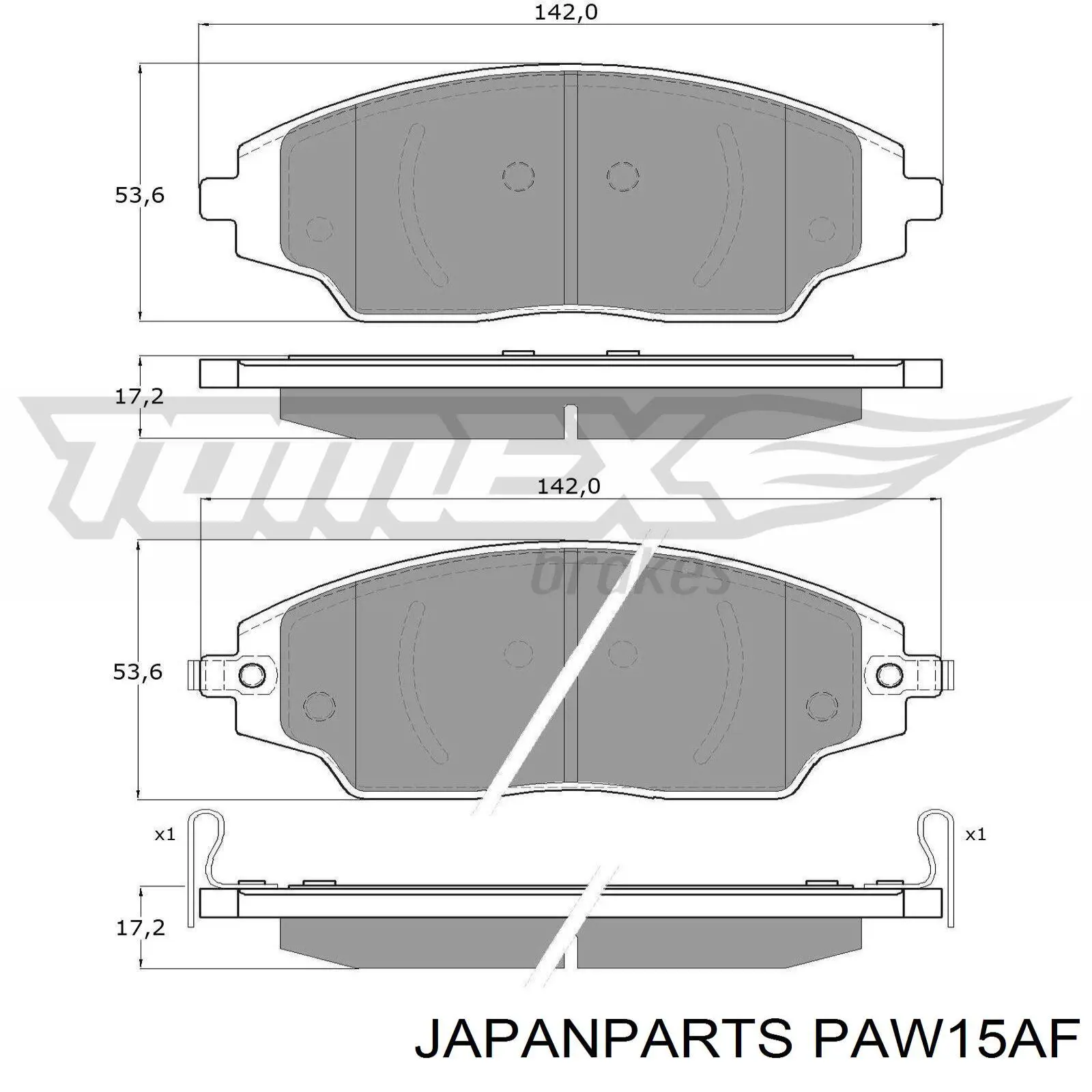 Колодки гальмівні передні, дискові PAW15AF Japan Parts