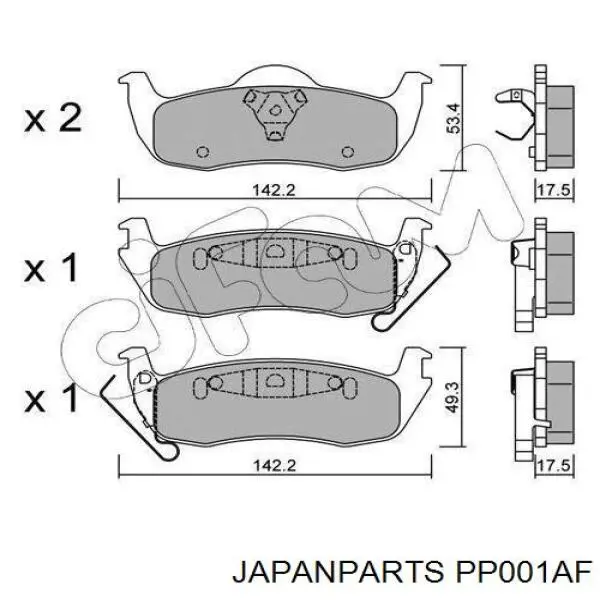 Задние тормозные колодки PP001AF Japan Parts