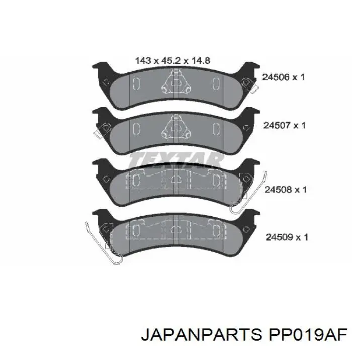 Колодки тормозные задние дисковые JAPANPARTS PP019AF