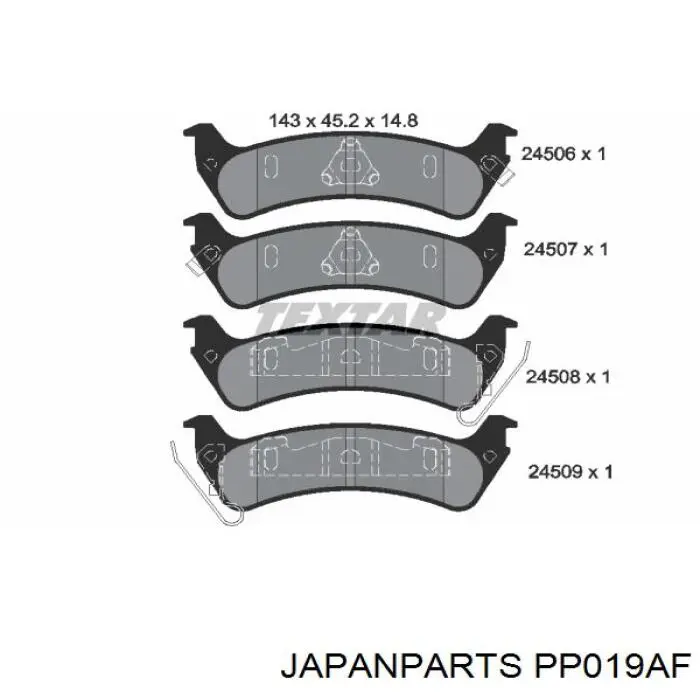 Задние тормозные колодки PP019AF Japan Parts