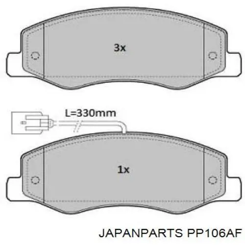 PP106AF Japan Parts колодки тормозные задние дисковые