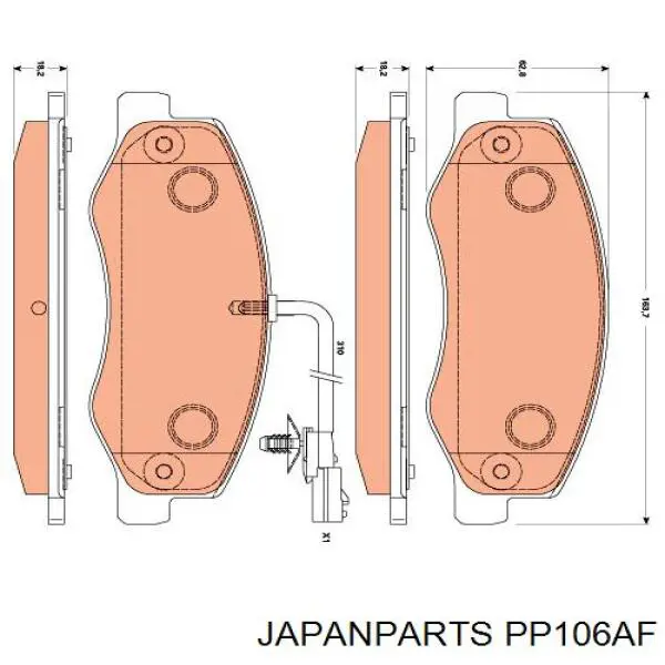Колодки дисковые  Japan Parts PP106AF цена, от 23.81 USD
