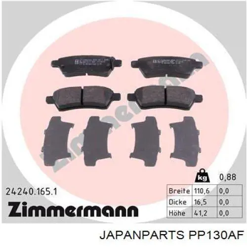 Купить PP130AF Japan Parts Колодки тормозные задние, дисковые