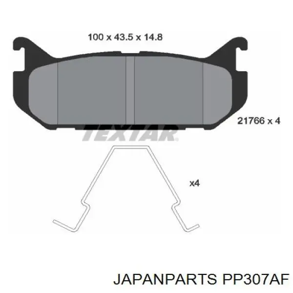 Задние тормозные колодки PP307AF Japan Parts