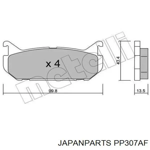 Колодки дисковые  Japan Parts PP307AF цена, от 9.79 USD