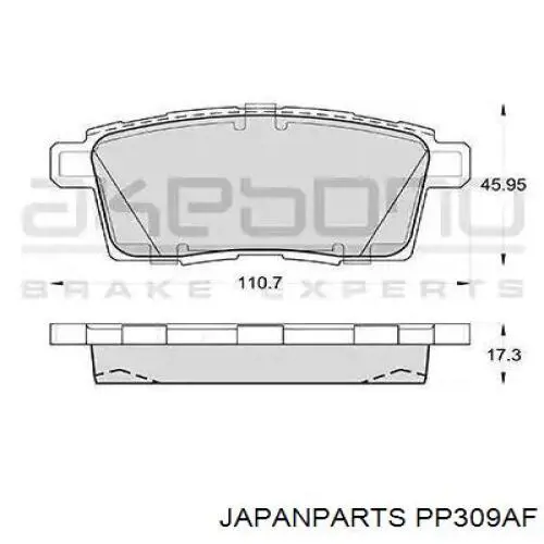 Задние тормозные колодки PP309AF Japan Parts