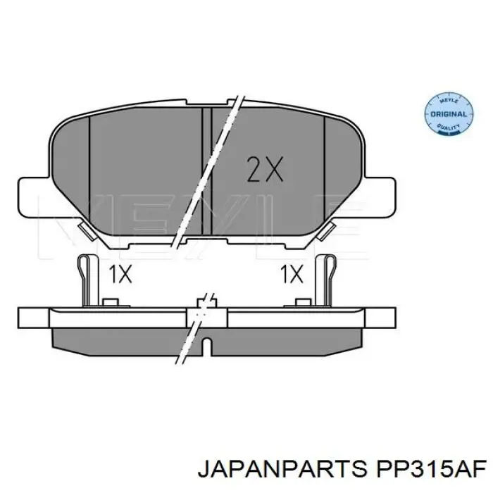 PP315AF Japan Parts колодки тормозные задние дисковые