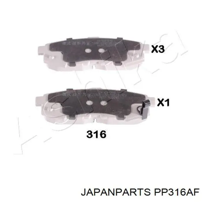 PP316AF Japan Parts колодки тормозные задние дисковые