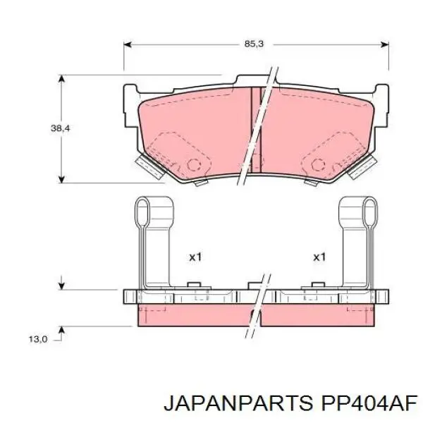 Pastillas de freno traseras PP404AF Japan Parts