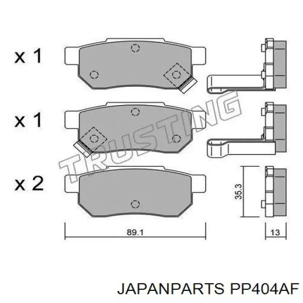 Купить PP404AF Japan Parts Колодки тормозные задние, дисковые