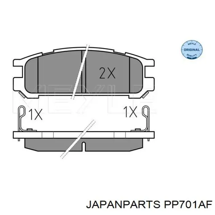PP701AF Japan Parts колодки тормозные задние дисковые