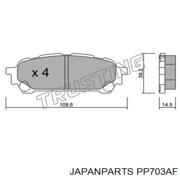 Задние тормозные колодки PP703AF Japan Parts