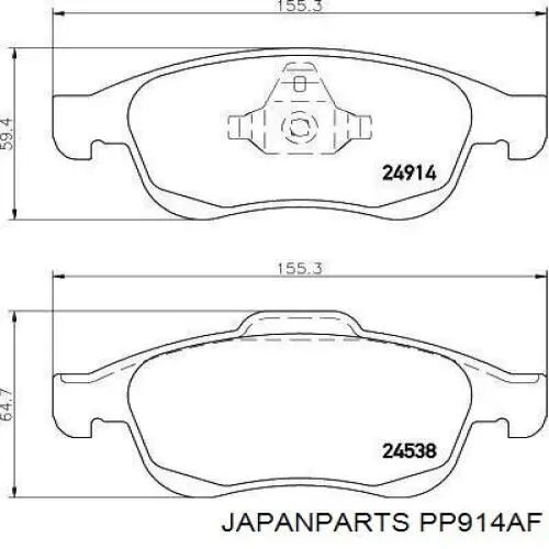 Задние тормозные колодки PP914AF Japan Parts