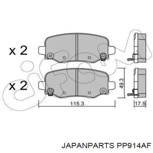 Колодки дисковые  Japan Parts PP914AF цена, от 18.60 USD