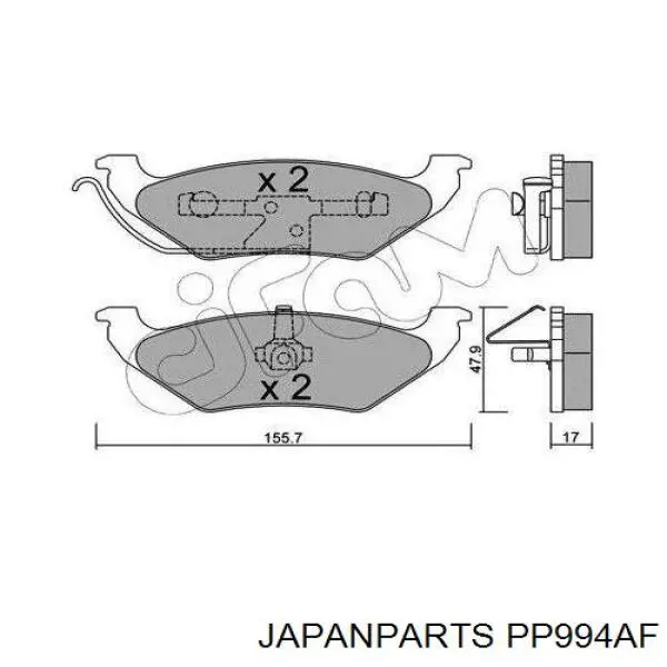 Купить PP994AF Japan Parts Колодки тормозные задние, дисковые
