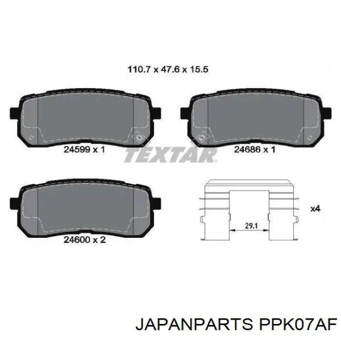 Колодки дисковые  Japan Parts PPK07AF цена, от 15.48 USD