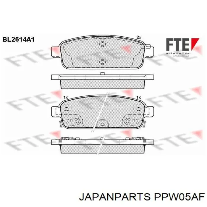 Задние тормозные колодки PPW05AF Japan Parts
