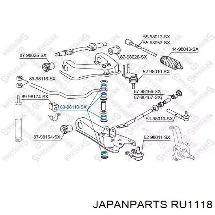 Втулка стабилизатора переднего RU1118 Japan Parts
