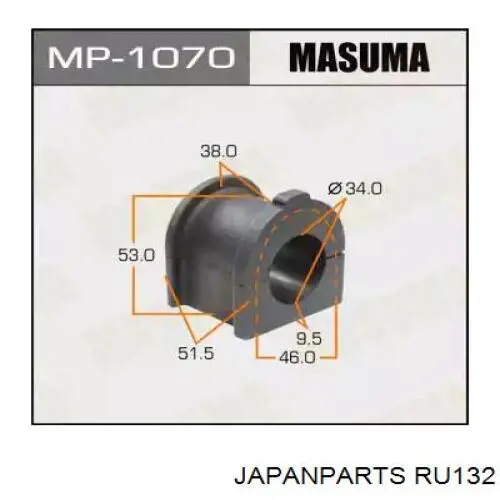 Втулка штока амортизатора переднего RU132 Japan Parts