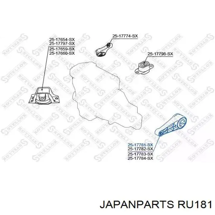 Подушка (опора) двигателя левая нижняя RU181 Japan Parts