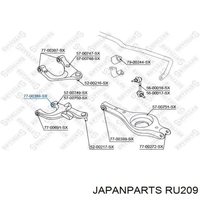 Купить RU209 Japan Parts Сайлентблок заднего продольного нижнего рычага