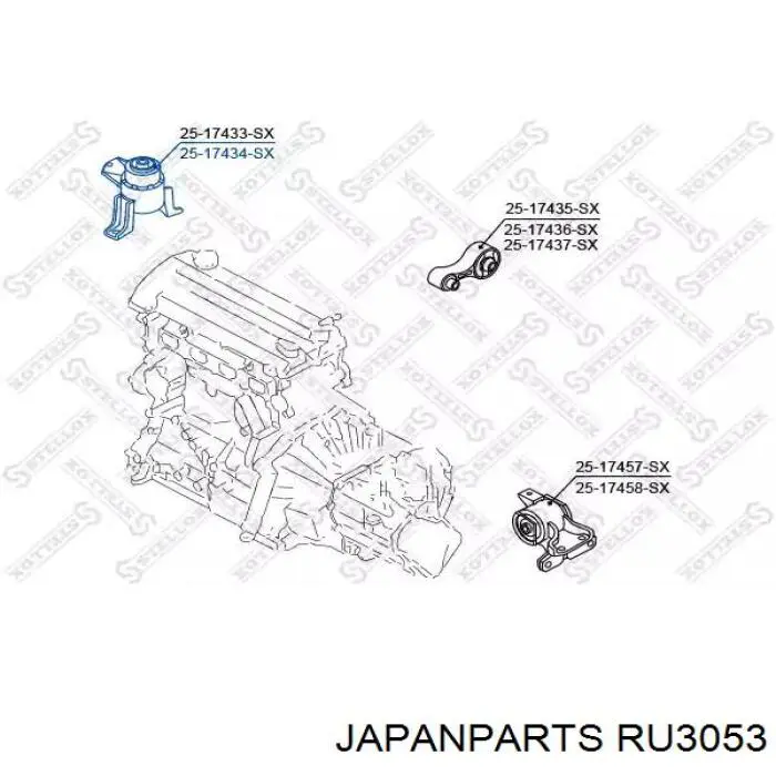Купить RU3053 Japan Parts Левая подушка двигателя