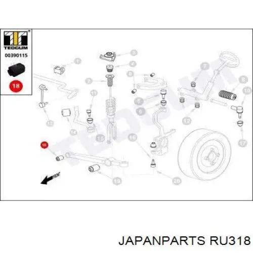 RU318 Japan Parts Сайлентблок нижнего переднего рычага