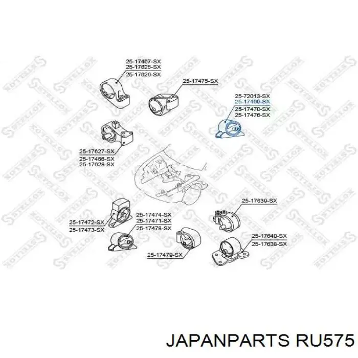 Гидроопора двигателя левая Japan Parts RU575 цена, от 24.91 USD