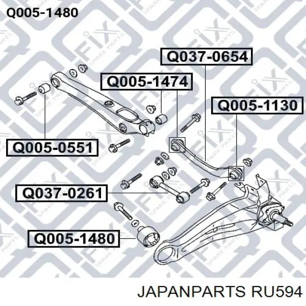 Сайлентблок заднего продольного нижнего рычага RU594 Japan Parts
