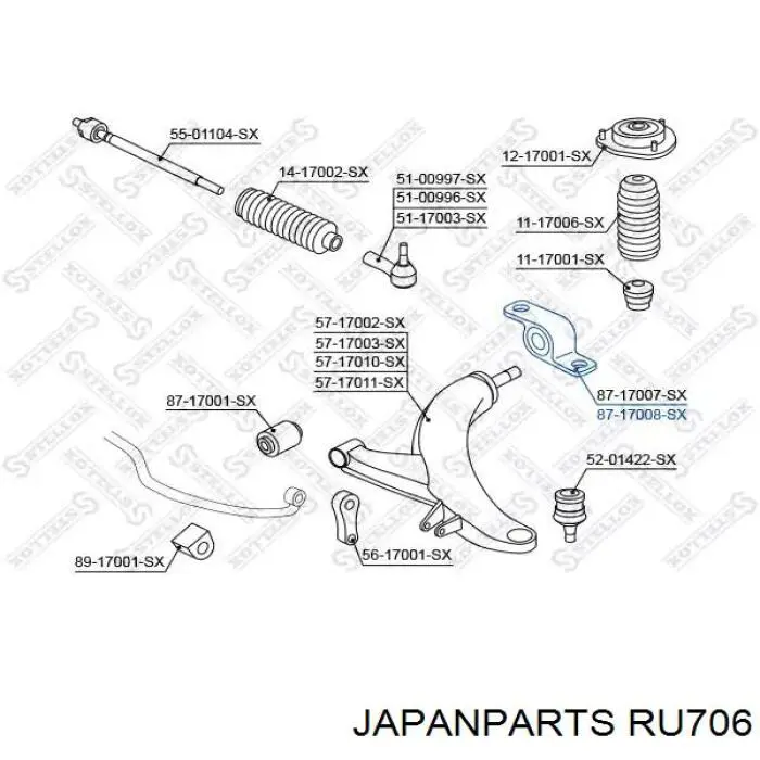 Сайлентблок передней подвески Japan Parts RU706 цена, от 27.25 USD