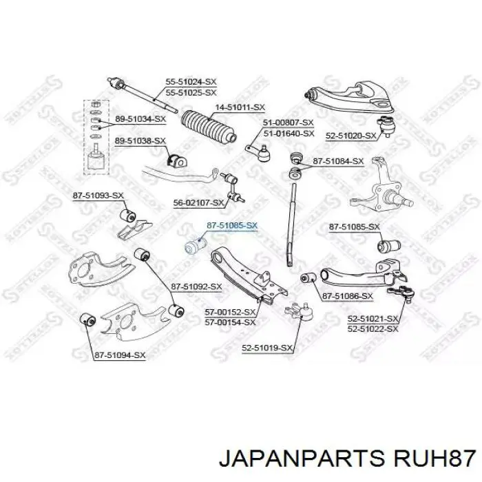 Полиуретановый сайлентблок заднего нижнего рычага Japan Parts RUH87 цена, от 10.42 USD