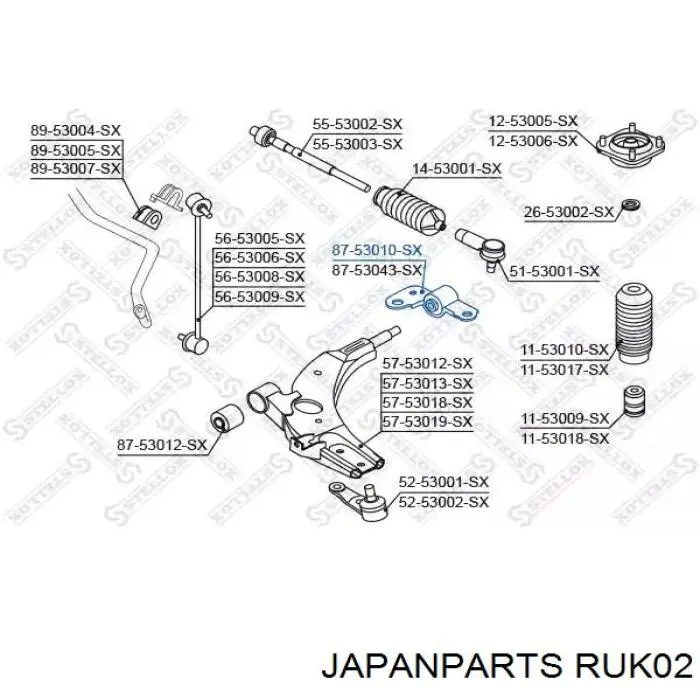 Сайлентблок переднего рычага RUK02 Japan Parts