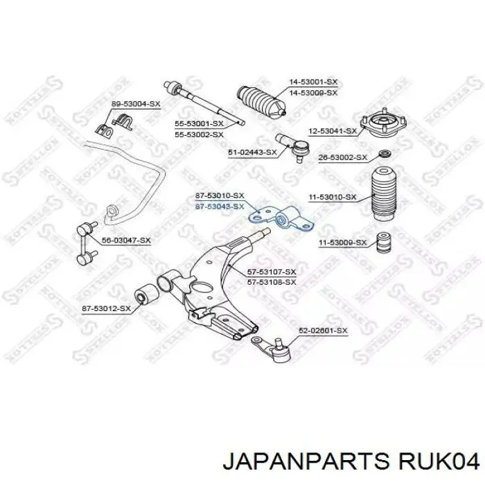 Сайлентблок переднего рычага RUK04 Japan Parts