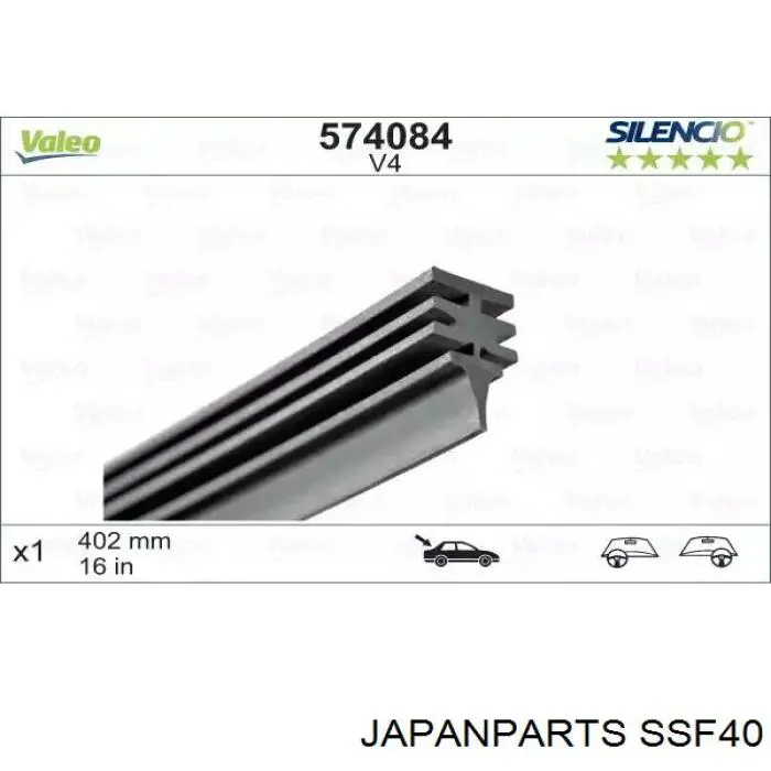 Щетка-дворник лобового стекла, пассажирская Japan Parts SSF40 цена, от 4.90 USD
