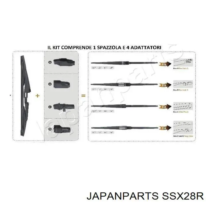 Щетка-дворник заднего стекла Japan Parts SSX28R