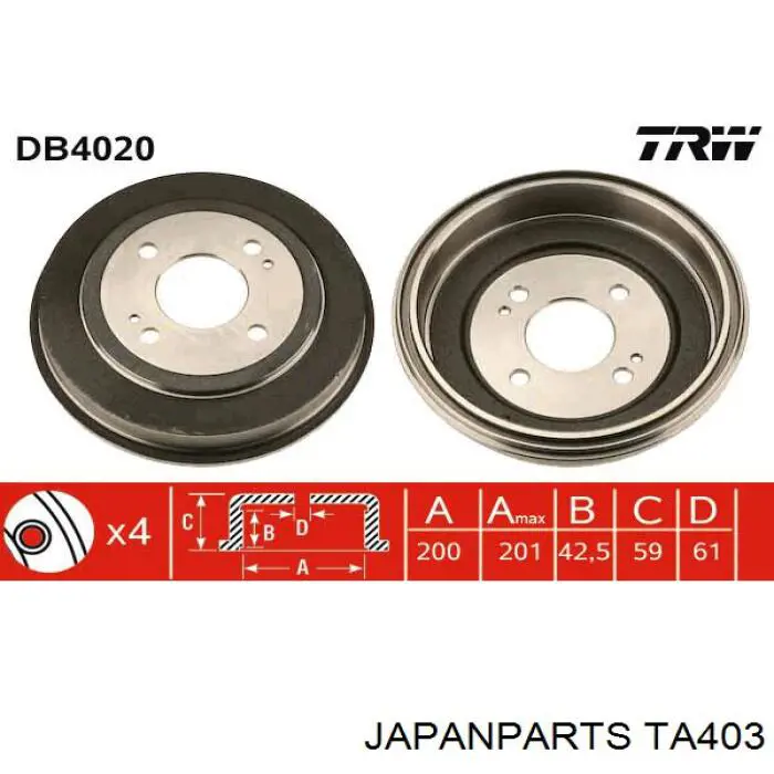 Тормозной барабан TA403 Japan Parts