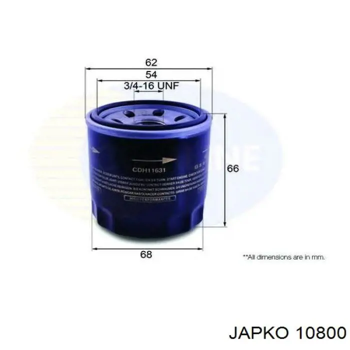 Filtro de aceite 10800 Japko