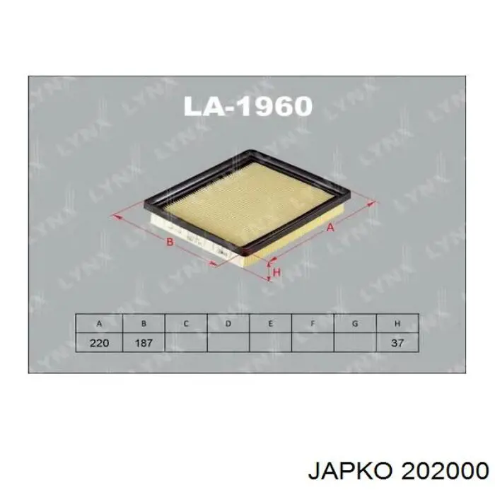 Купить 202000 Japko Автомобильный фильтр воздуха